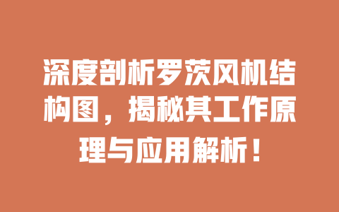 深度剖析羅茨風(fēng)機(jī)結(jié)構(gòu)圖，揭秘其工作原理與應(yīng)用解析！ 一