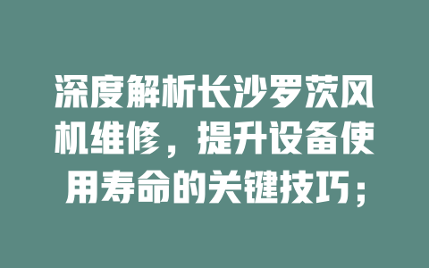 深度解析長(zhǎng)沙羅茨風(fēng)機(jī)維修,提升設(shè)備使用壽命的關(guān)鍵技巧; 一