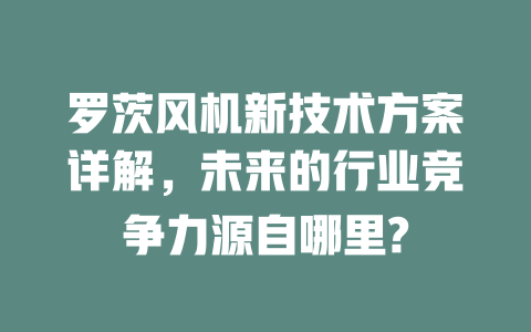 羅茨風機新技術方案詳解,未來的行業(yè)競爭力源自哪里? 一